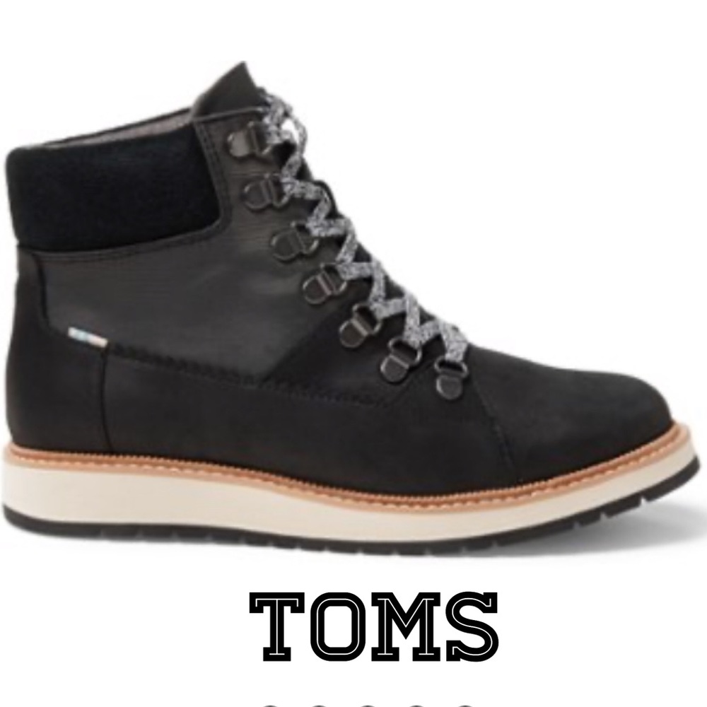 NWT TOMS MESA WATERPROOF BLCK LEATHER NYLON BOOT 6